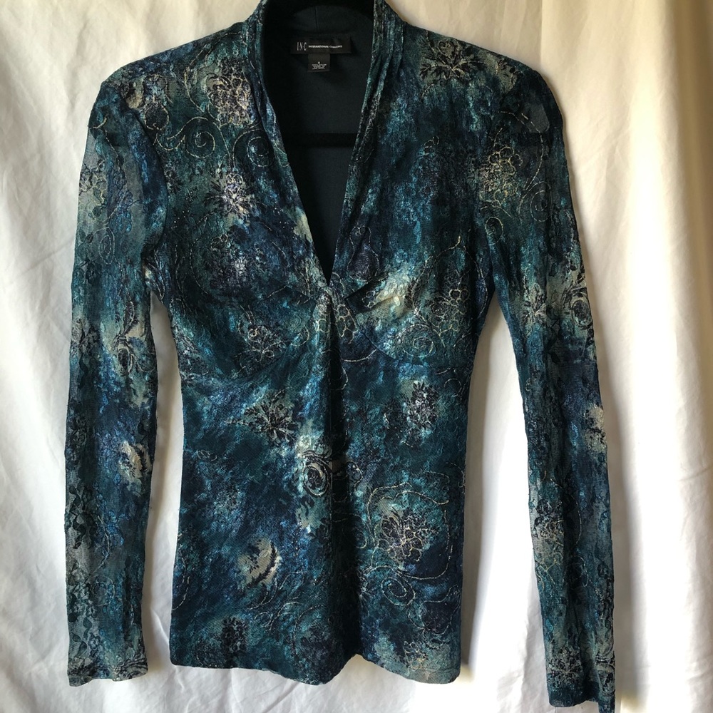 INC International Concepts Teal Blue Blouse